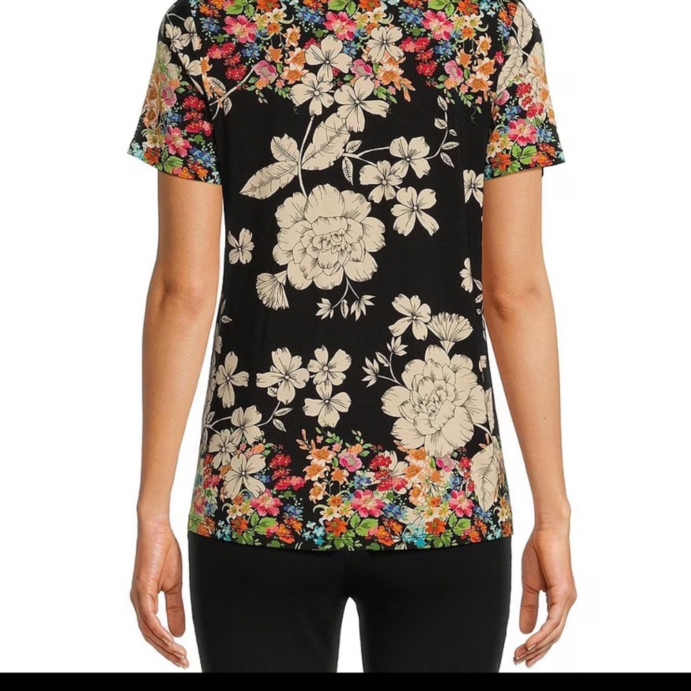 Johnny Was Redland Favorite Bamboo Stretch Knit Floral Print V-Neck Teeshirt XXL - Picture 10 of 12